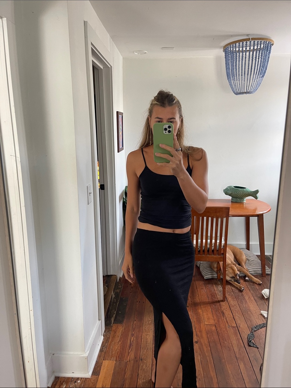 Brandy Melville Black Women's High-Slit Maxi Skirt